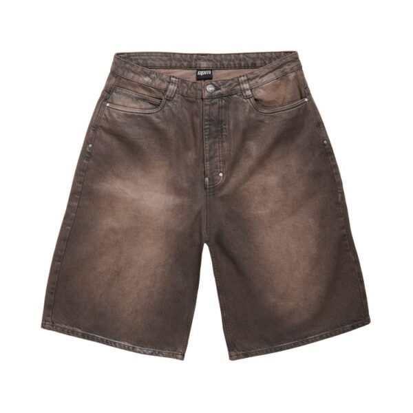 6PM Season Coated Denim Shorts Washed Brown