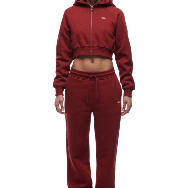 6PM Season  WMNS CROPPED ZIP HOODIE WINE RED